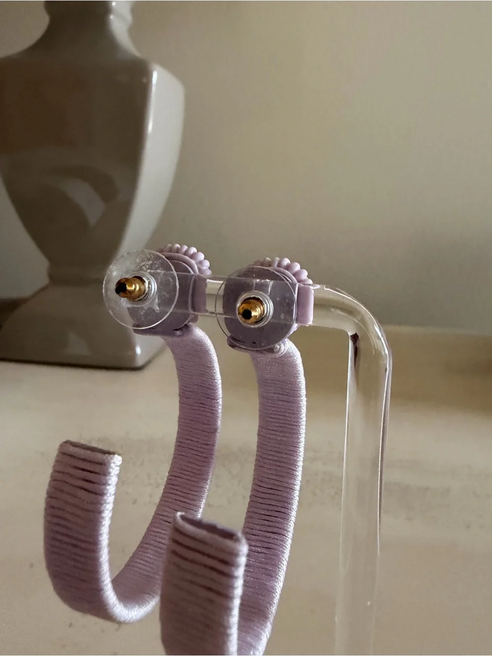 Lavender Beaded Hoop Earrings - Women Jewelry